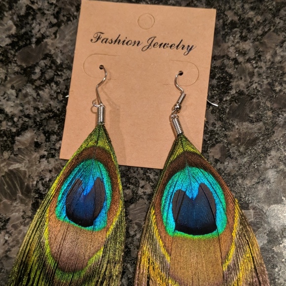 fashion boho Jewelry - Peacock feather earrings fashion boho Jewelry - Peacock feather earrings